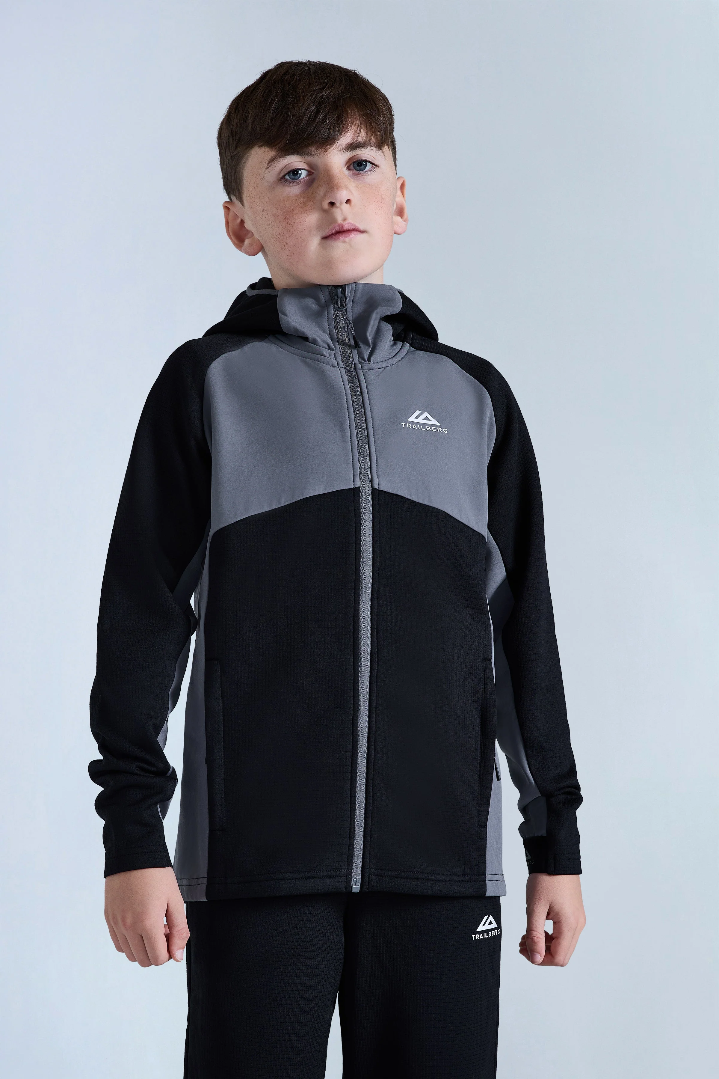 Boys Ice Gridded Fleece Tracksuit - Black/Urban Smoke - Image 5