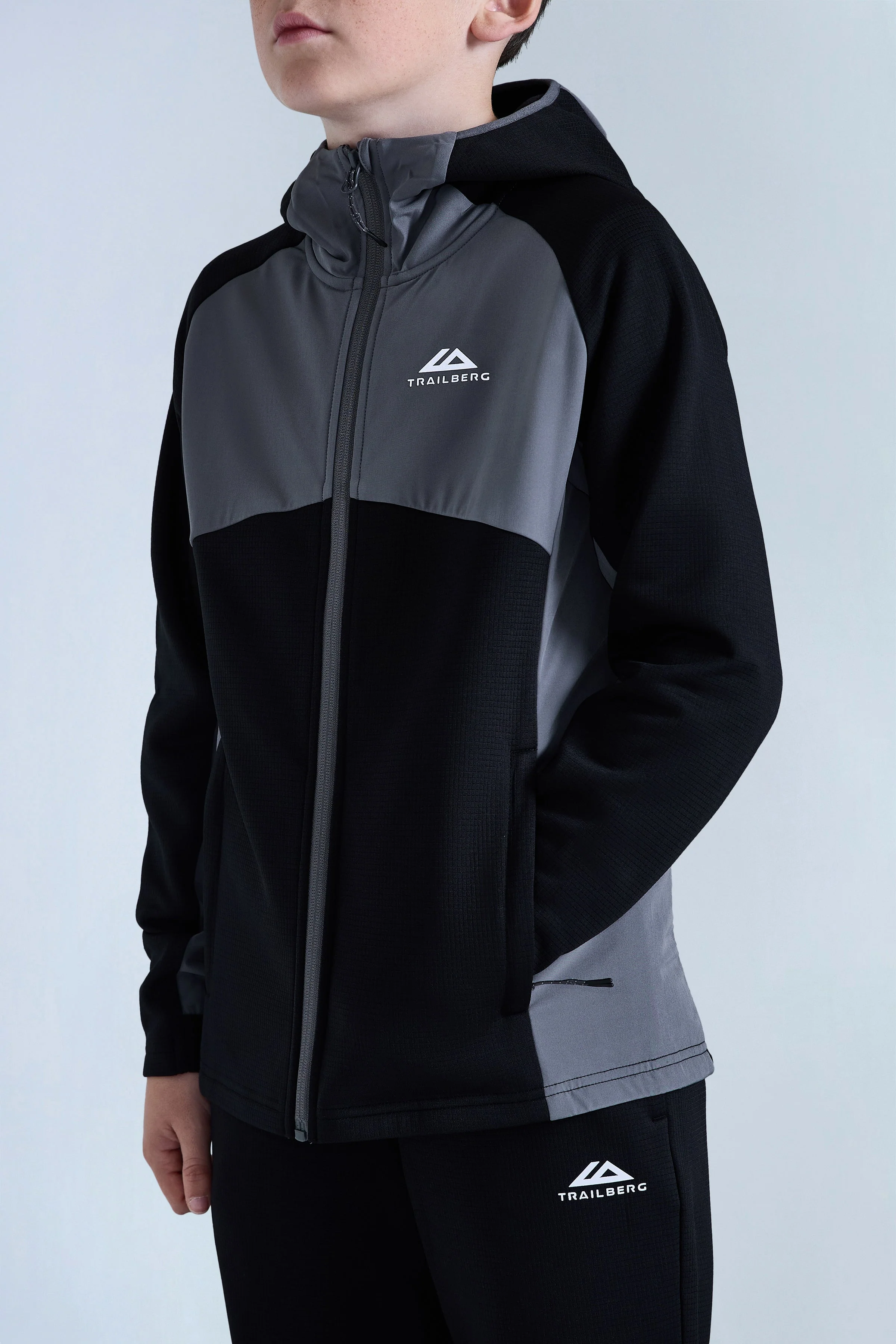 Boys Ice Gridded Fleece Tracksuit - Black/Urban Smoke - Image 6