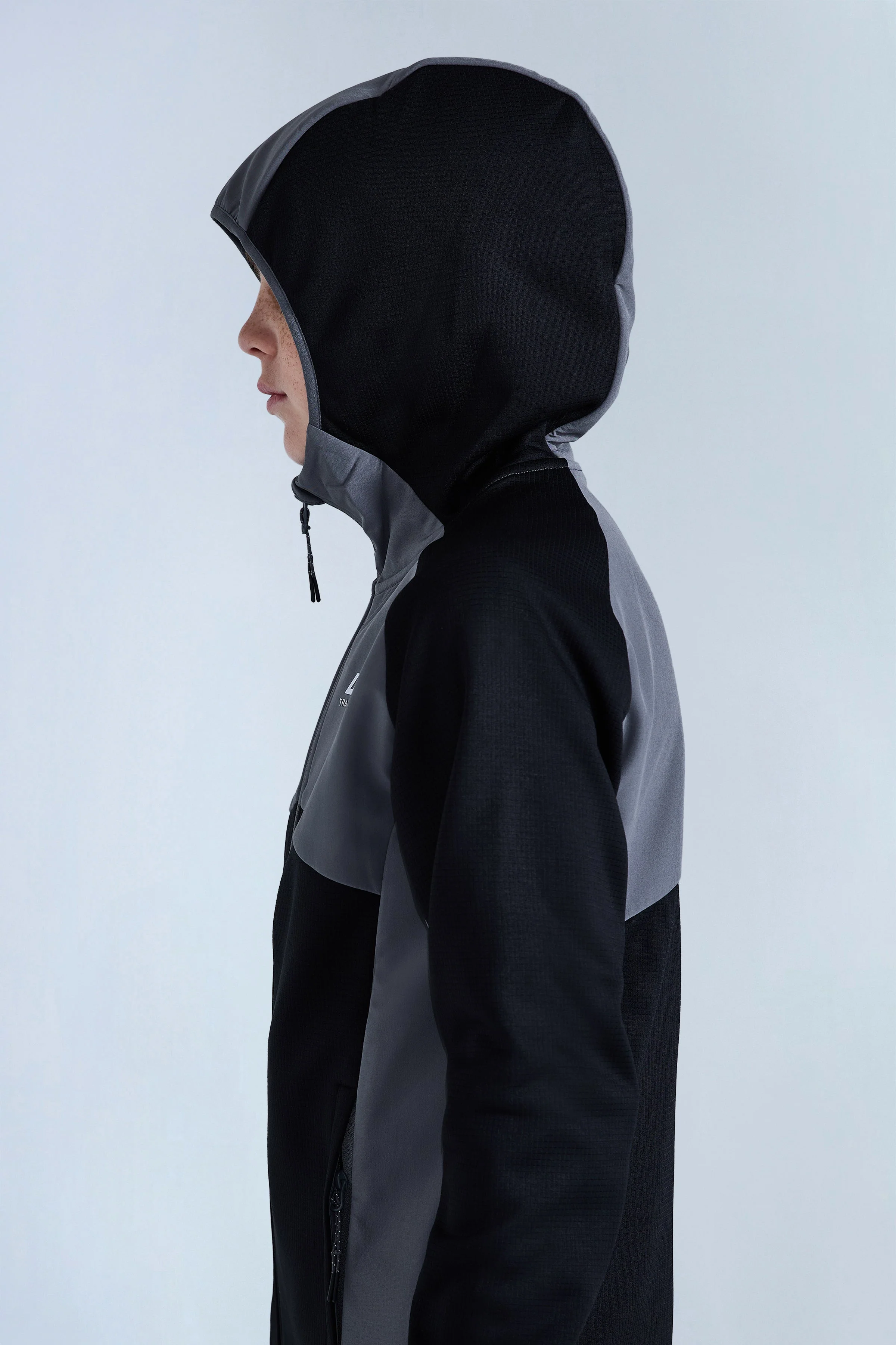 Boys Ice Gridded Fleece Hood - Black/Urban Smoke - Image 5