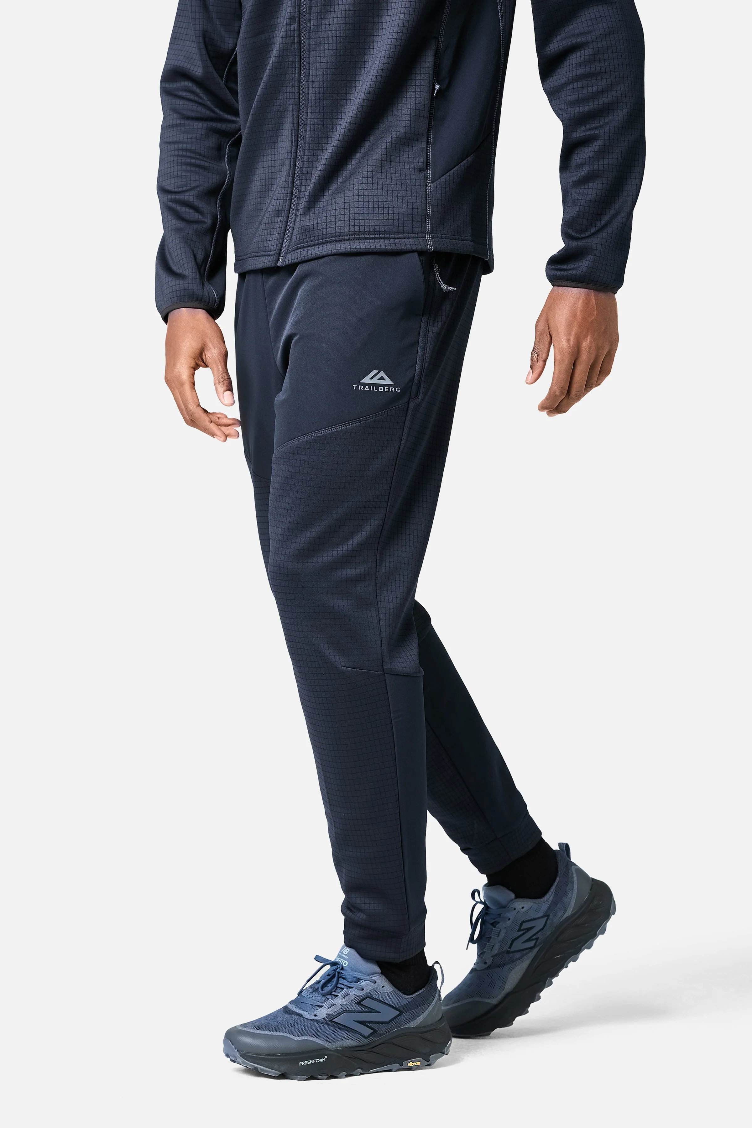 District Gridded Fleece Tracksuit - Deep Ocean/Storm Grey - Image 12