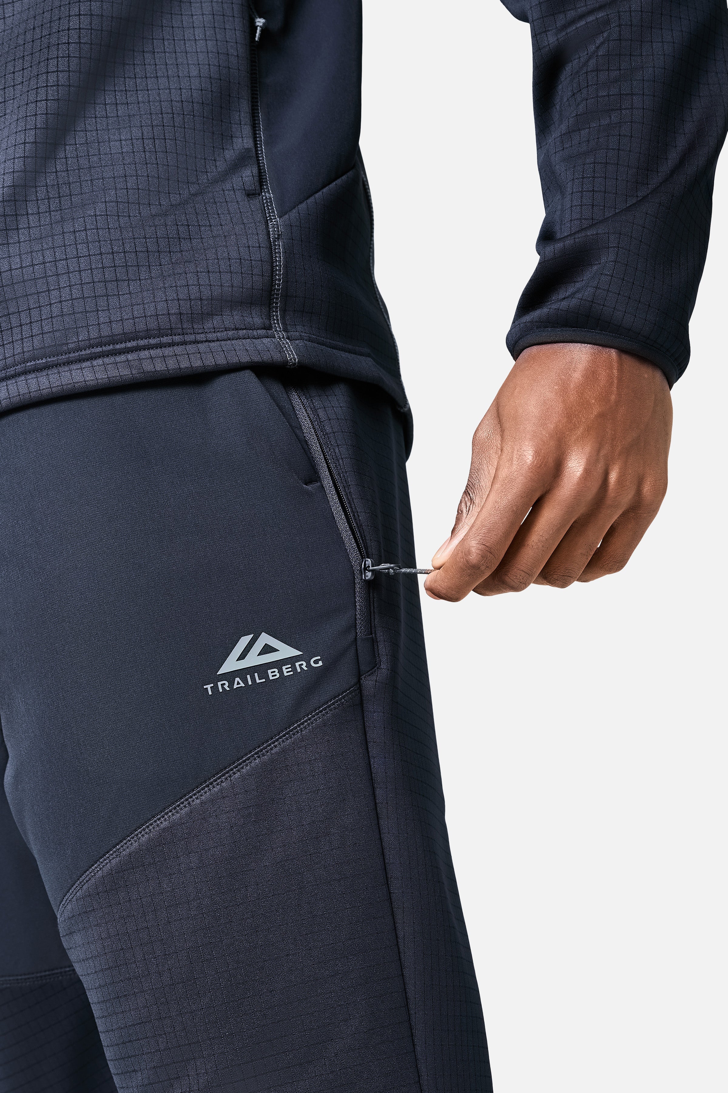 District Gridded Fleece Tracksuit - Deep Ocean/Storm Grey - Image 13