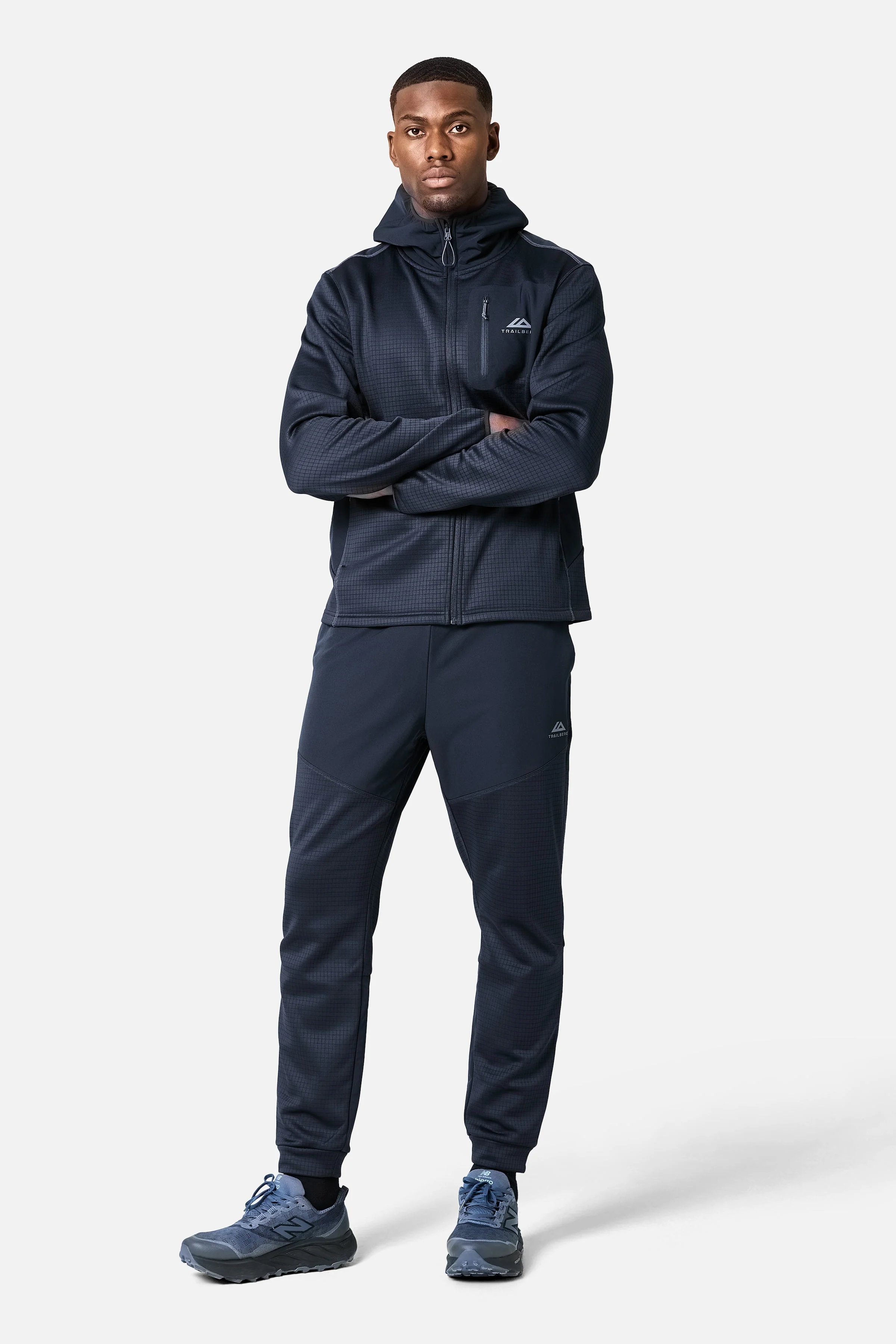 District Gridded Fleece Tracksuit - Deep Ocean/Storm Grey - Image 14