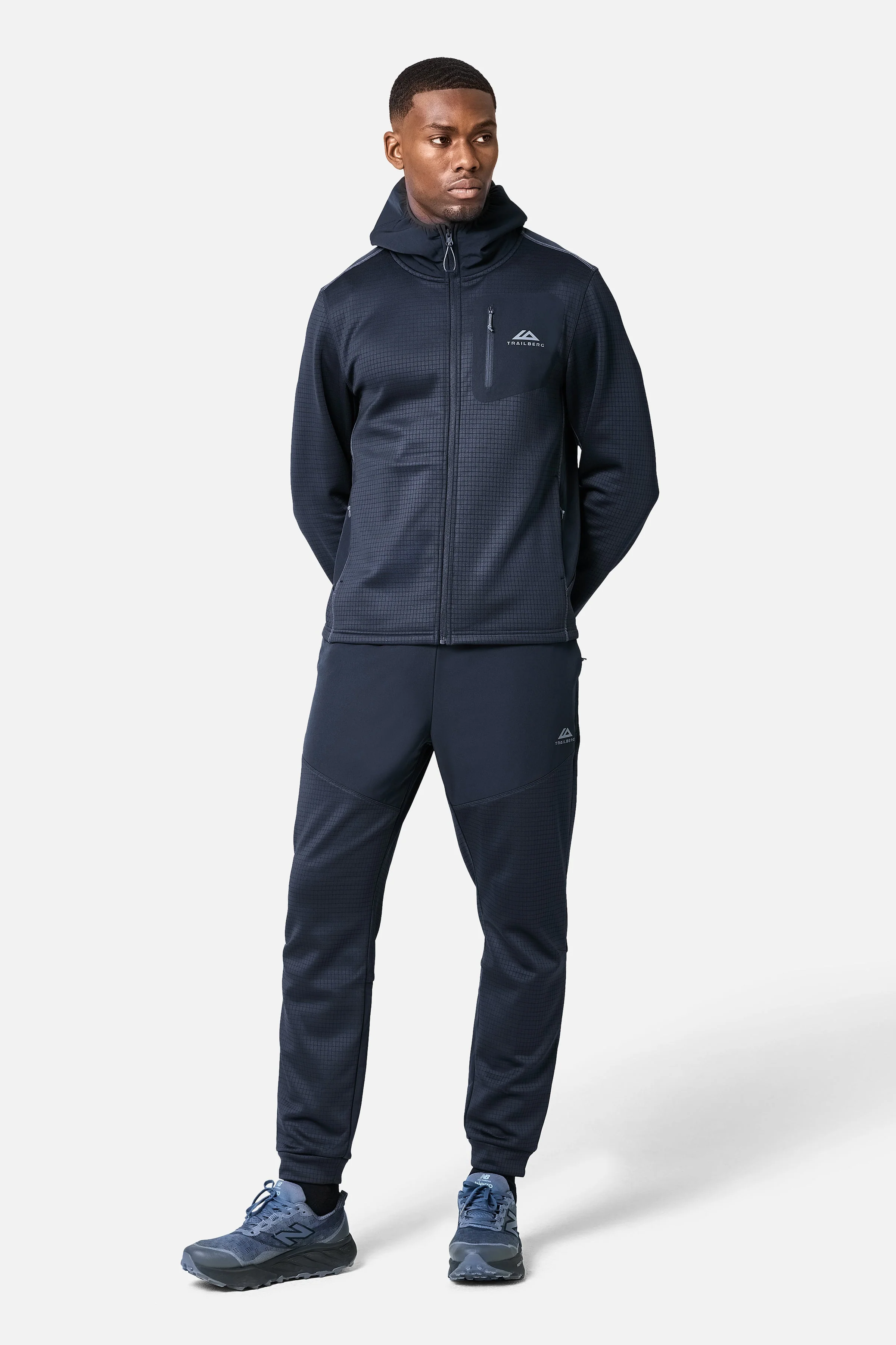 District Gridded Fleece Tracksuit - Deep Ocean/Storm Grey - Image 15