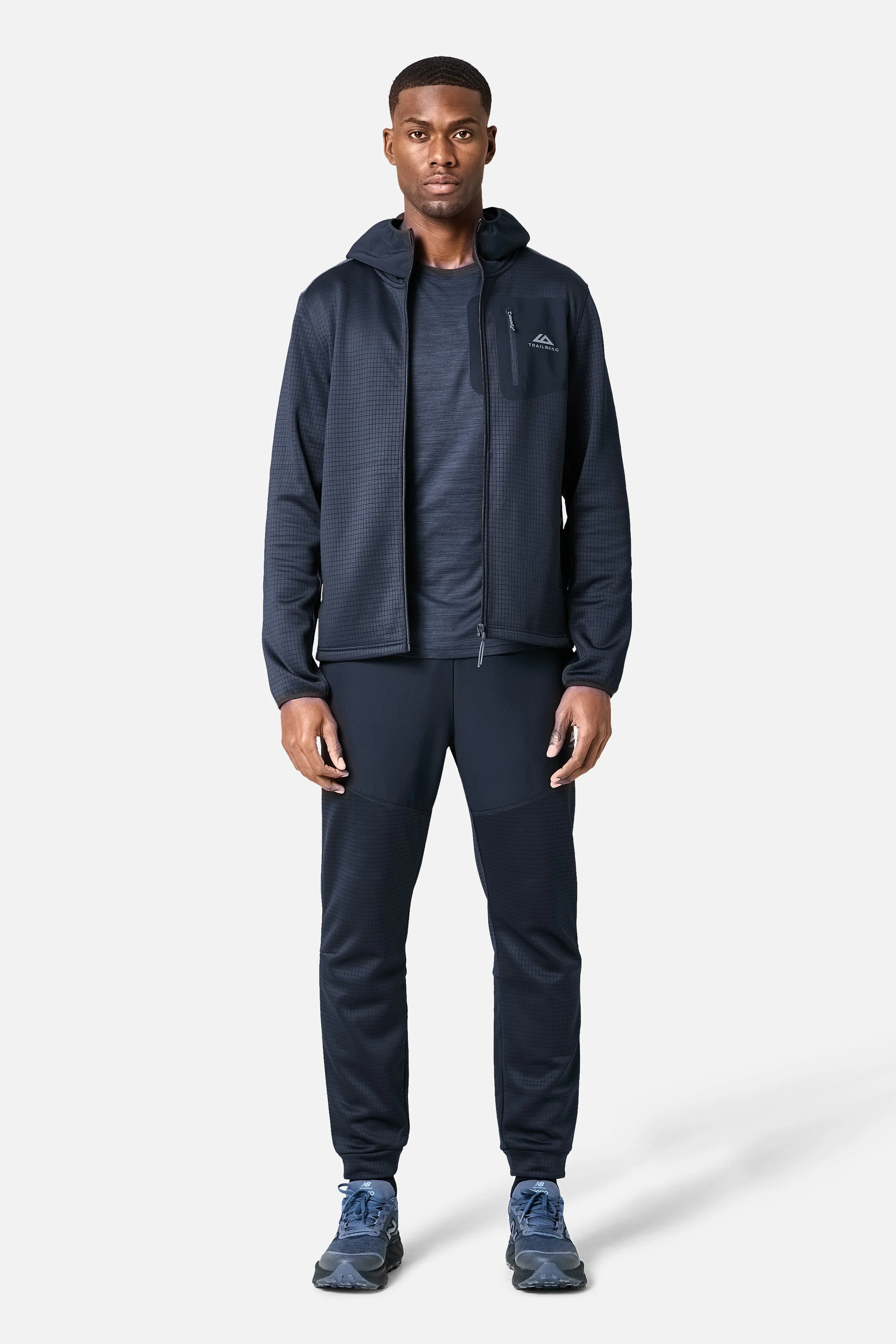 District Gridded Fleece Tracksuit - Deep Ocean/Storm Grey - Image 7